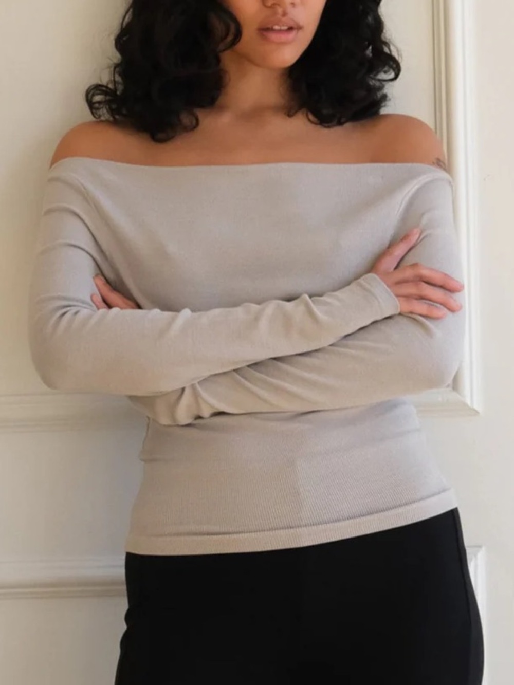 GEEL light grey off the shoulder top Size XS